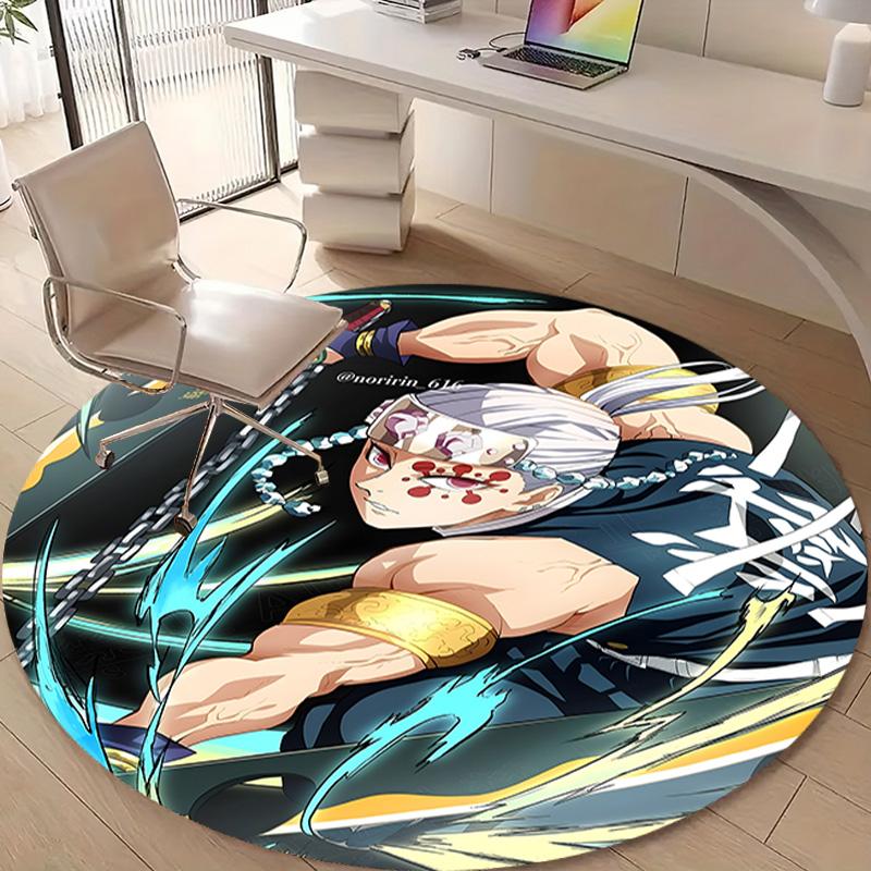 1pc Uzui Tengen Print Round Carpet Chair Round Carpet Suitable for Bedroom Living Room Home Decorative Carpet