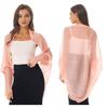 Womens Shrugs Boleros for Evening Beach Chiffon Shawl Bolero Pleated Shawl Open Front Cardigan Cover Ups