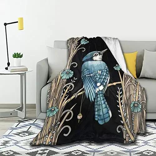 Bird Flowers Pattern Flannel Throw Blanket Super Soft Warm Lightweight King Queen Size for Bed Sofa Couch Blanket for Kids Gift