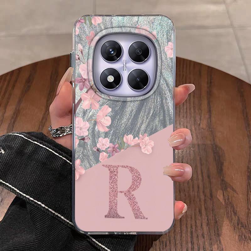 Case For Redmi Note 13 Pro 14 Pro Plus Redmi A3 14C Poco X7 Pro Xiaomi 13T 14T 5G Phone Cover Letter Flowers For Redmi A5 Bumper