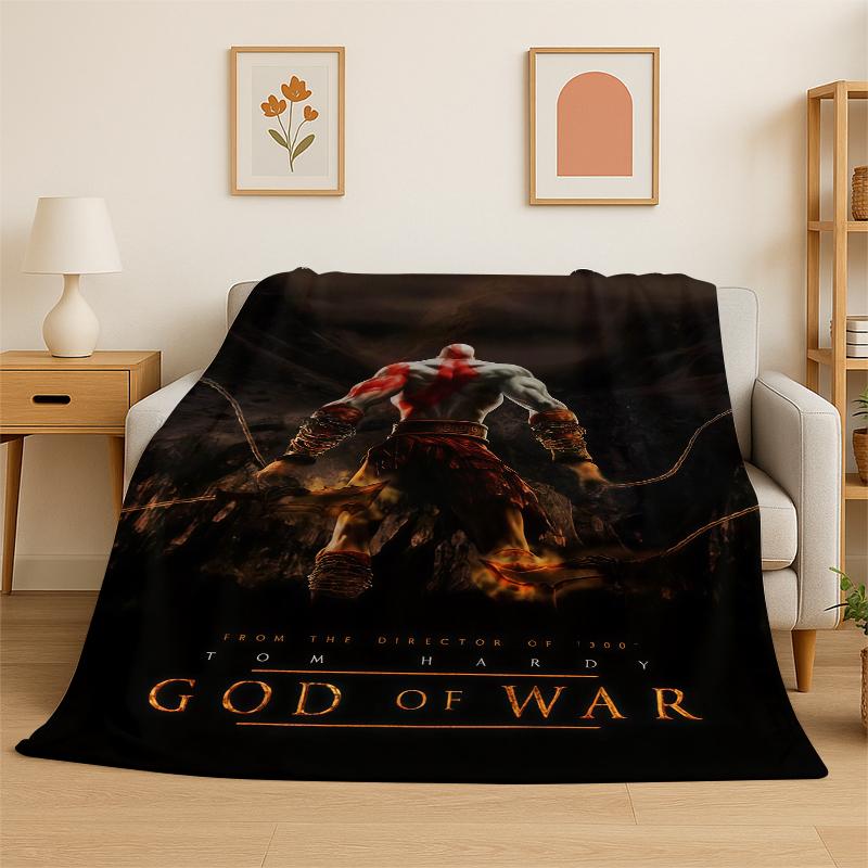 Ретро Игра God of War Кratos Фланелевое Одеяло Мягкое Теплое Плед для Спальни Гостиной Кровати Путешествий Кемпинга Пикника Подарок