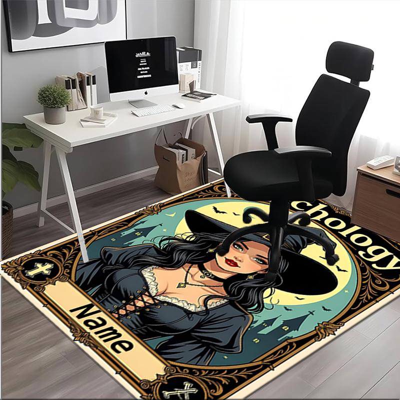 1PC Custom Name Witchcraft Magic Halloween Party Theme Floor Mat Ideal for Living Room, Game Rooms, Office, Bedroom,Floor Mat Playful Design