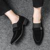 Fashion New Designer Pointed Suede Leather Shoes For Men Black Formal Monk Strap Loafers Wedding Homecoming Drss Sapato Social Masculino