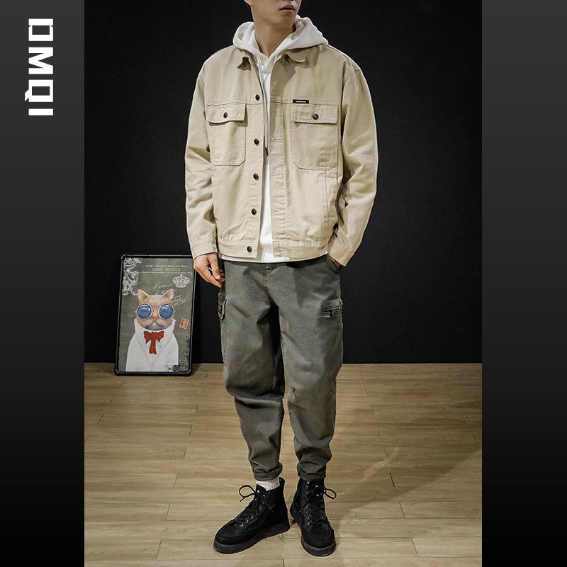 Мужская джинсовая куртка свободного покроя с лацканами, мужская свободная куртка American Flight Tooling большого размера