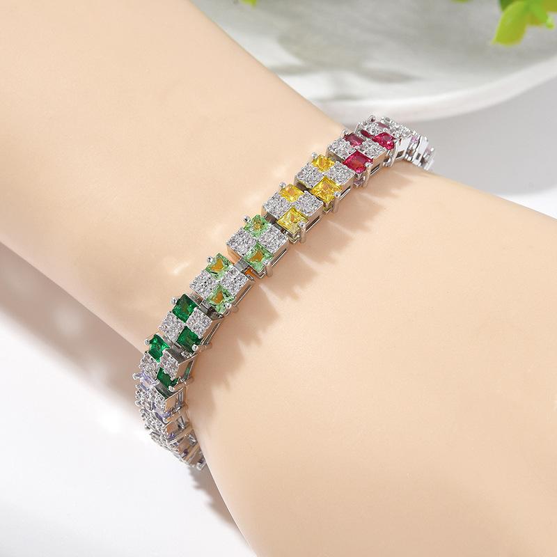 Хип-хоп женский кристальный браслет в горошек циркониевый цвет ювелирные изделия гальваническое покрытие ювелирные изделия флэш теннисный браслет