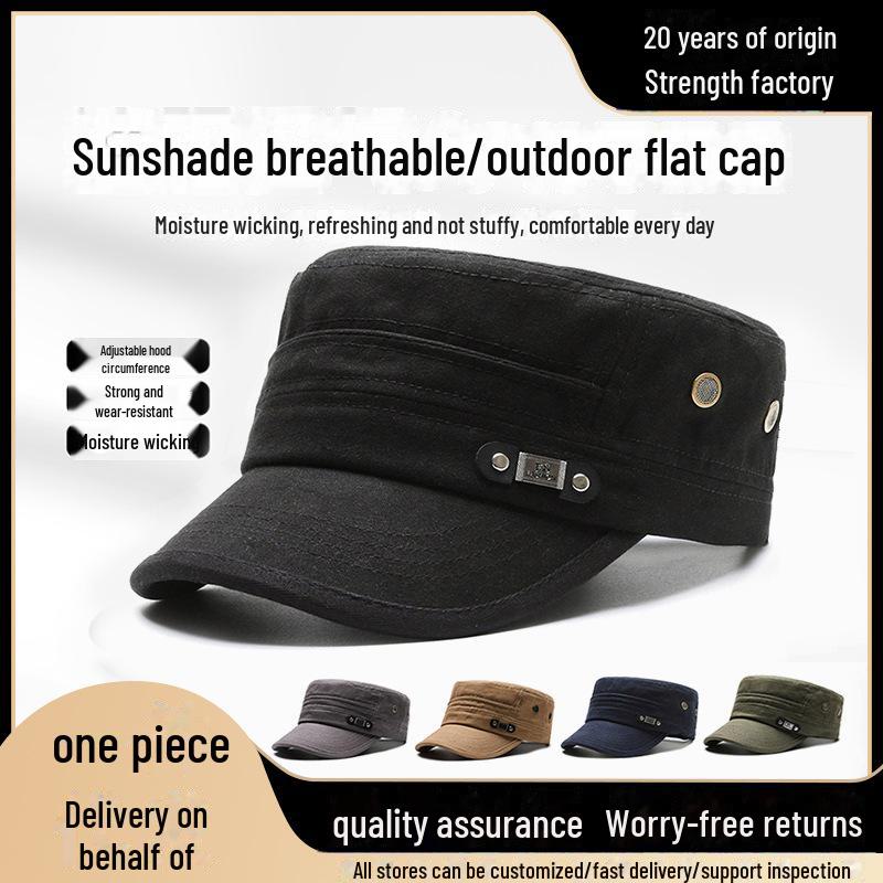 Мужская хлопковая плоская кепка в корейском стиле - сетчатая кепка для рыбалки и путешествий