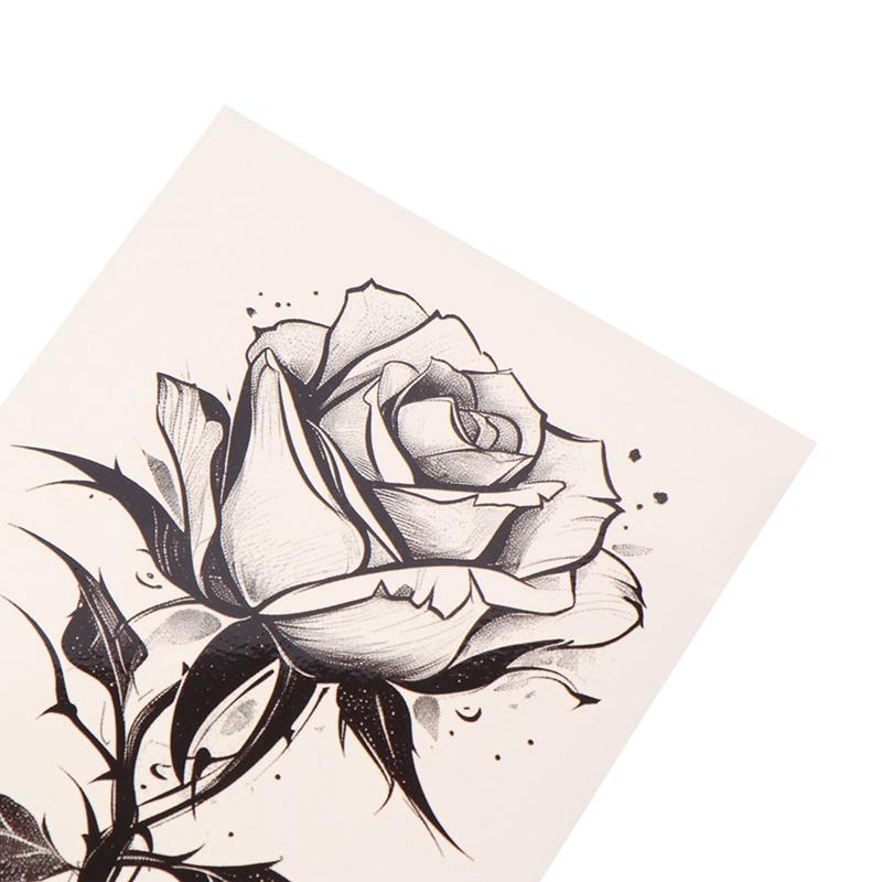 Черный цветок водонепроницаемый временный тату-стикер красота бабочка роза для женщин 3D флэш боди-арт руки моющиеся поддельные татуировки