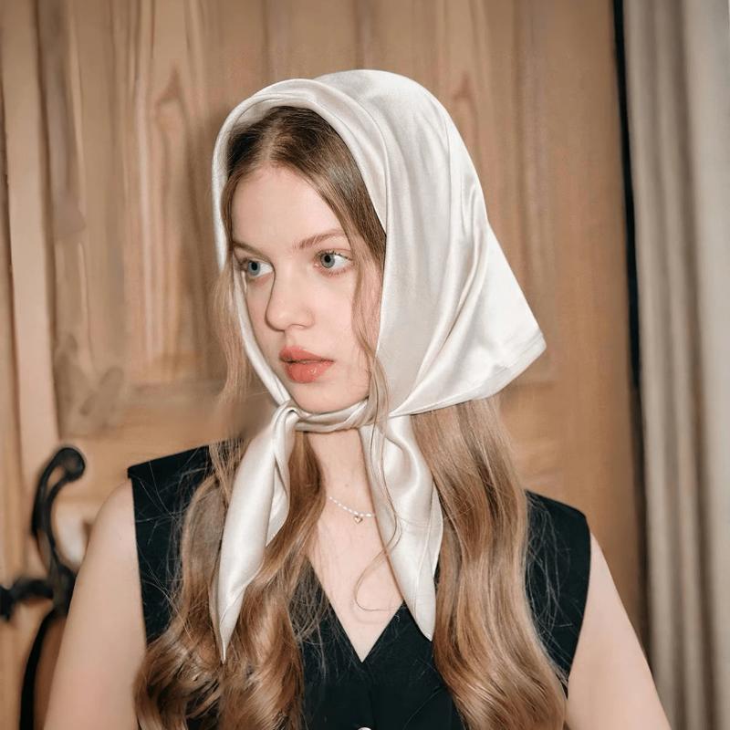 Luxury Brand 21Colors Solid Neck Tie Shawl Silk Square Scarf Women 70cm Hair Hand Wrist Headkercheif Hijab Bandana