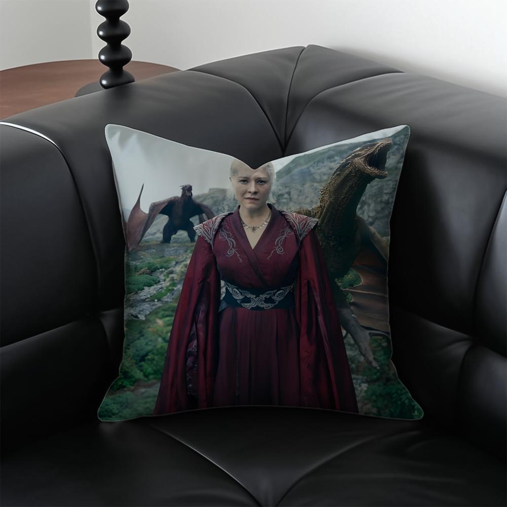 RRhaenyra Targaryen Подушка Хит Фэнтези Наволочка Наволочка Защита от пылевых клещей Невидимая молния шелковистый плюшевый чехол для подушки