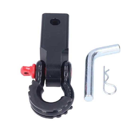 2" Shackle Receiver Recovery Shackle Block Double Hole Powder Coat RED Hitch Receiver Block Includes Hitch Pin D-Ring For SUV