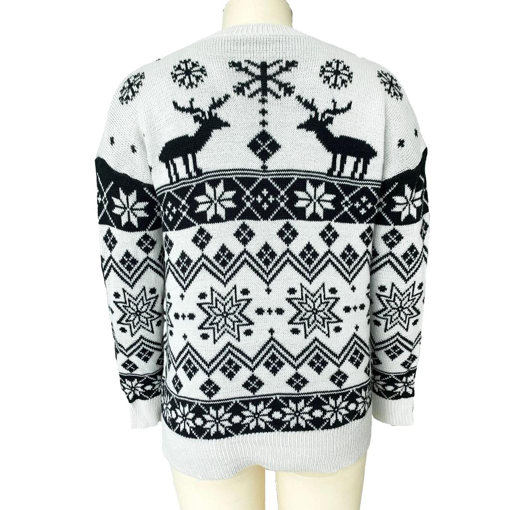 GMXIA Рождественский зимний женский свитер Moose Snowflake Christmas Jacquard Knit свитер