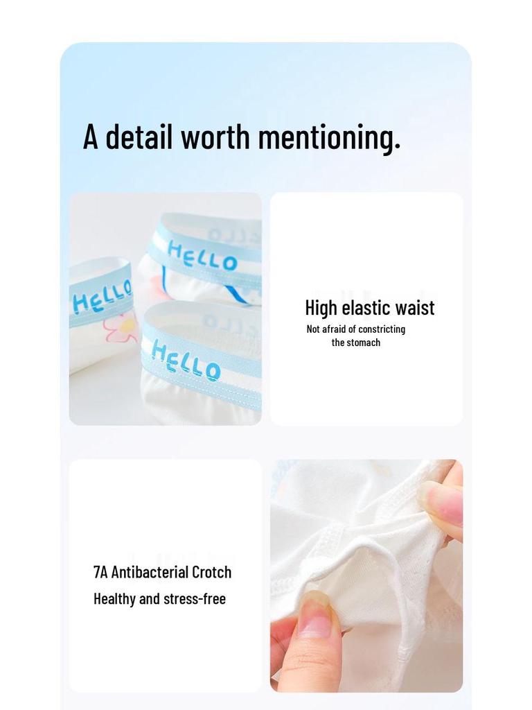 Трусы-боксеры из чистого хлопка для девочек с мультяшным рисунком - Антибактериальные, с плоской штаниной, не сдавливающие, для детей младшего и среднего школьного возраста