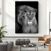 Grassland King Lion and Lion Woman Poster Printed On Canvas Wall, Living Room Pop Art Home Decoration