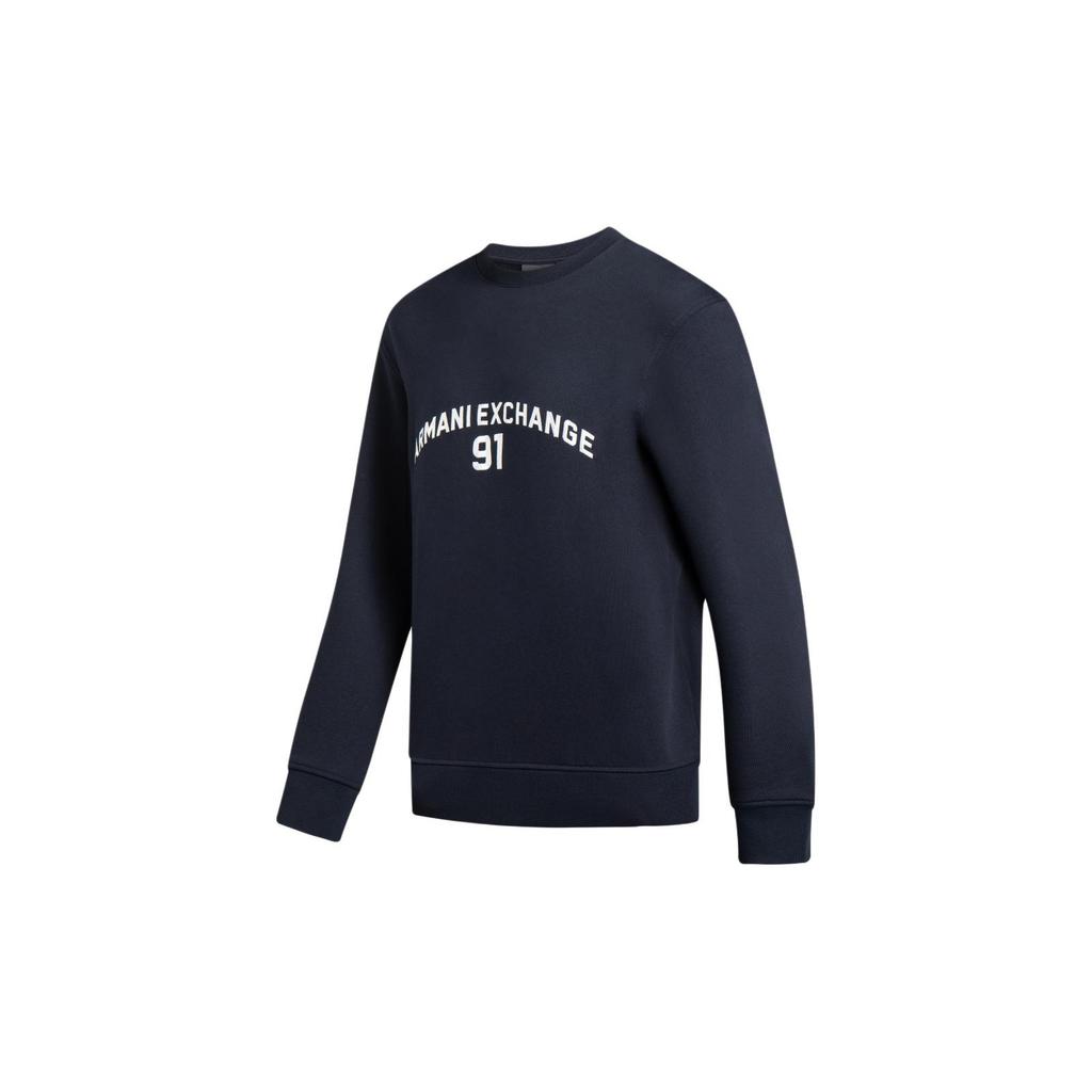 Armani Exchange SS24 Свитшот с принтом букв, круглым вырезом, длинным рукавом, мужской свитшот, темно-синий, 3DZMLK-ZJ4XZ-1583