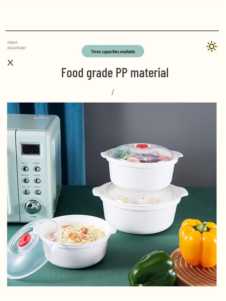 Plastic Soup Bowl with Lid - Microwaveable, Food-Grade, Fresh-Keeping Lunch Container