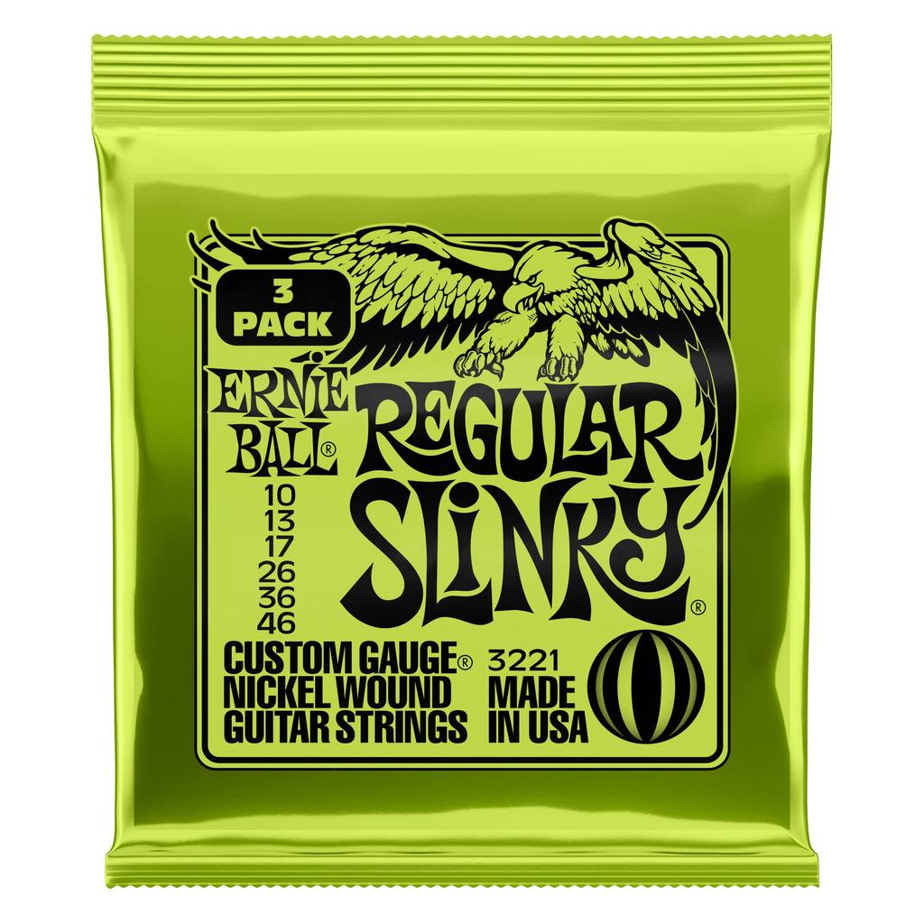 [Authentic] ERNIE BALL 3221 Electric Guitar Strings (10-46) Regular Slinky 3-Pack