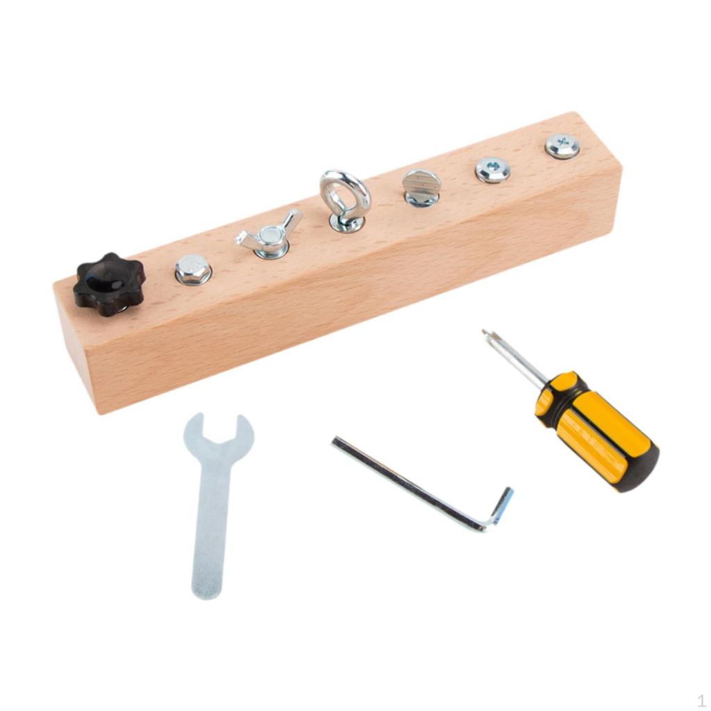 Montessori Screwdriver Board Set Wooden Busy Development Toy Travel Preschool Learning
