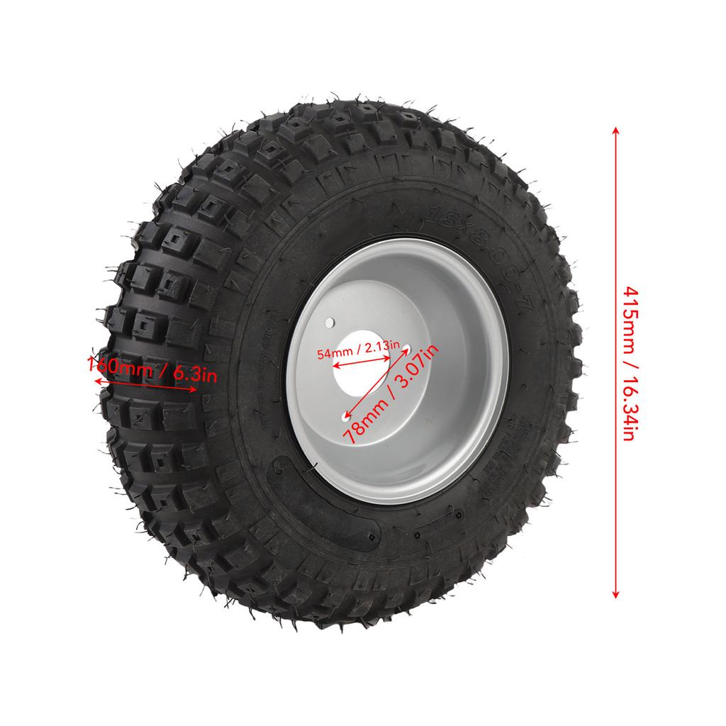 Шина 16X8-7 с диском на 3 отверстия 6PR Отличное сцепление с дорогой 7-дюймовое колесо для квадроцикла UTV, багги, гольф-кара, садового газонокосилки