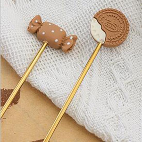 Десертная ложка с длинной ручкой, пищевая нержавеющая сталь, милый дизайн с бантом для печенья, ложка для перемешивания кофе