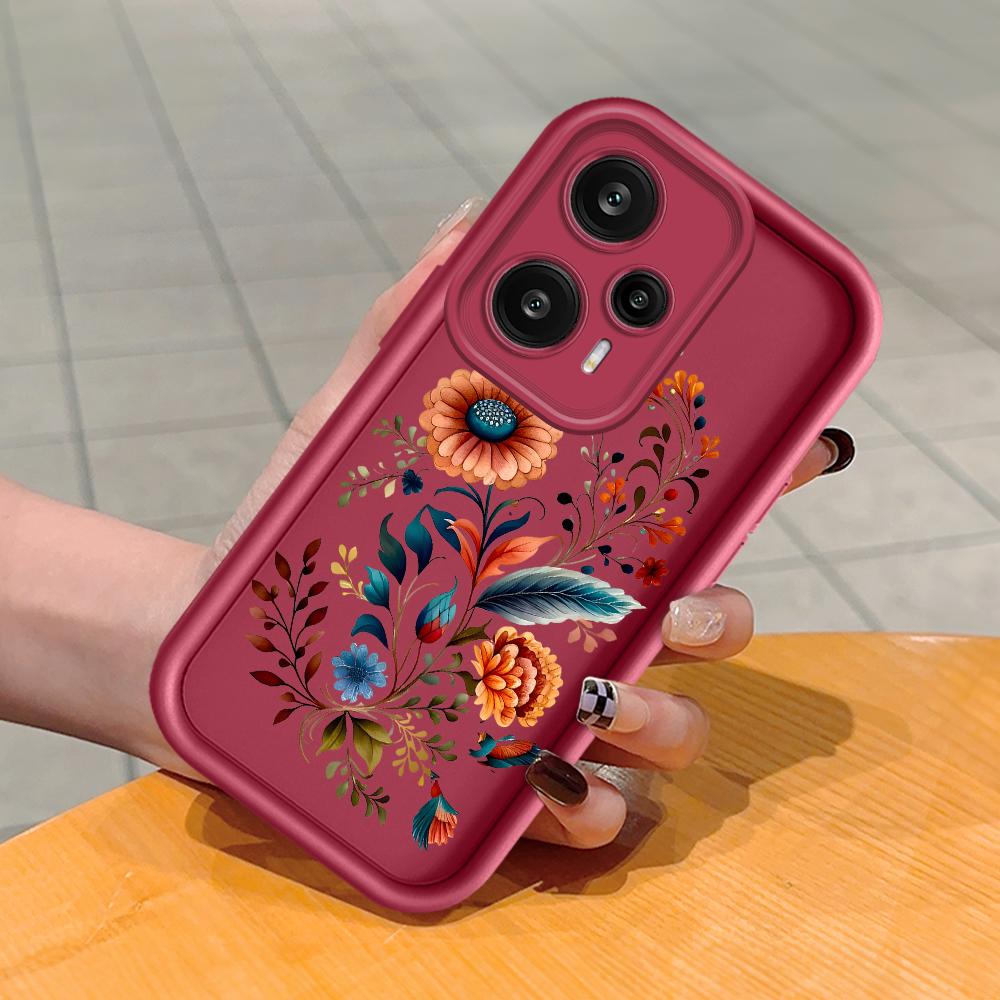 Soft Silicone Square Ladder Printing Pattern Phone Casing Full Cover Camera Shockproof Protection Rubber Case for Xiaomi Redmi