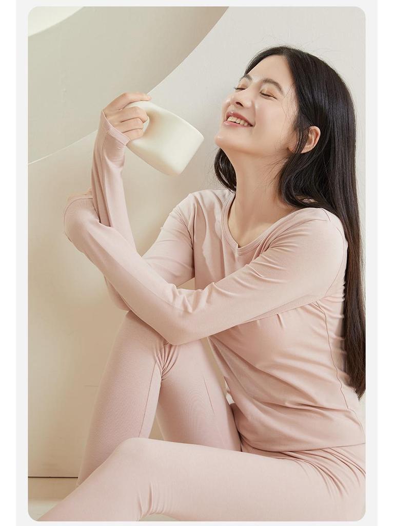 Женский комплект термобелья из чистого хлопка с антибактериальным эффектом 7А класса на осень