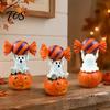 Dark Sweet Room Decor Halloween Ghost Figurine, Cute Sitting on Pumpkin Holding Candy Unique Home Collection Statue, Spooky Resin Table Ornament
