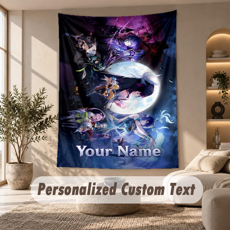 Tapestry Custom Name Text, Wall Hanging Tapestry Home Room DecorGenshin Impact