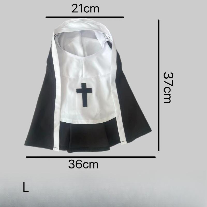 Nun Costume for Cat & Dog - Breathable Funny Pet Clothing, Small Medium Size Cosplay Photo Props Viral TikTok Instagram