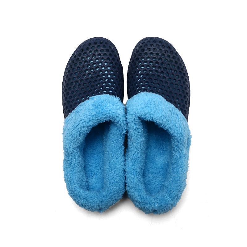 Plus Size 45 Fleece-Lined Thick-Soled Slippers for Couples - Slip-On Clog Shoes with Heel Cover for Men.