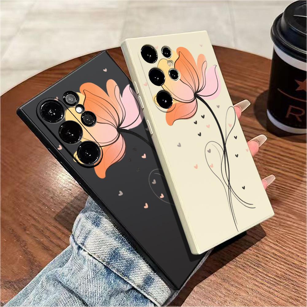 Градиентный цветок с сердцами Для Samsung Galaxy S25 S24 Ultra S23 S22 S21 S20 Ultra FE Plus Note 10 20 Lite Модный мягкий чехол