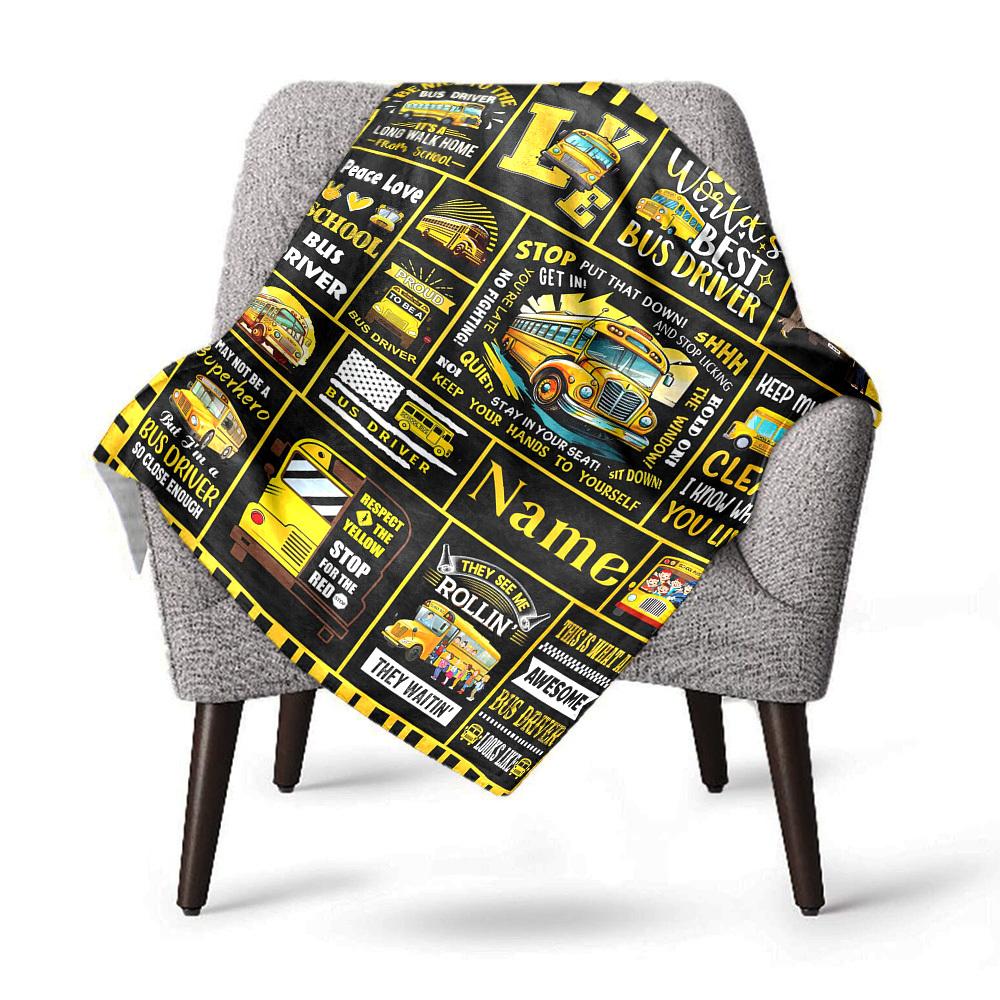 World'S Best Bus Driver Home Customize Your Name Blankets Comfortable Soft Lightweight Allseason Multipurpose Blanket For Picnics Couches Offices Beds