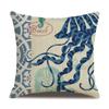 Linen Pillowcase Hand-painted Marine Cotton Linen Coral Seahorse Starfish Octopus Home Soft Furnishing Cushion Cover