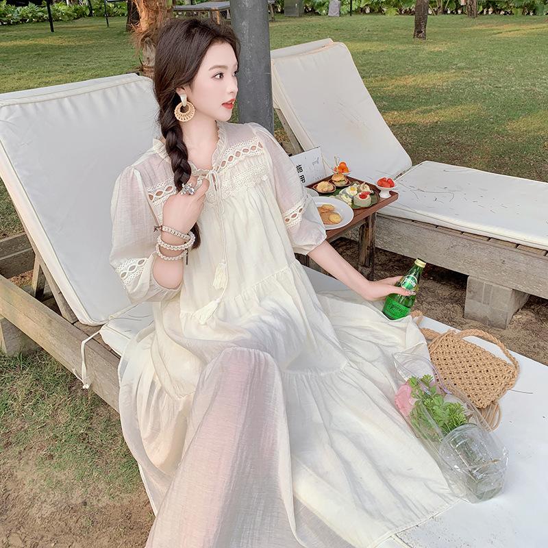 Милая повседневная пляжная юбка с бахромой, женское летнее новое платье с небольшим нежным характером