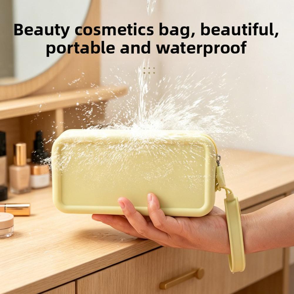 Candy Color Silicone Makeup Bag,Portable Lanyard Cosmetic Case Waterproof Zipper Toiletries Pouch,Mini Wallet Coin Purse