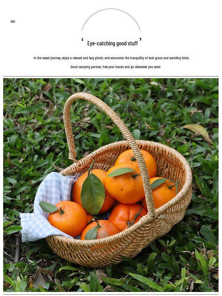 Rattan-Style Watermelon Basket for Shopping, Vegetables, Fruits, and Picnics