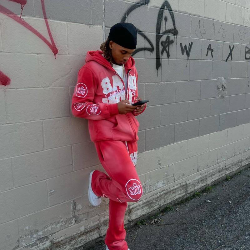 Oversized Hooded Zip-Up Sweatshirt Men Women Streetwear Hip Hop Style With 3D Embroidered Graphic Loose Fit Long Sleeve