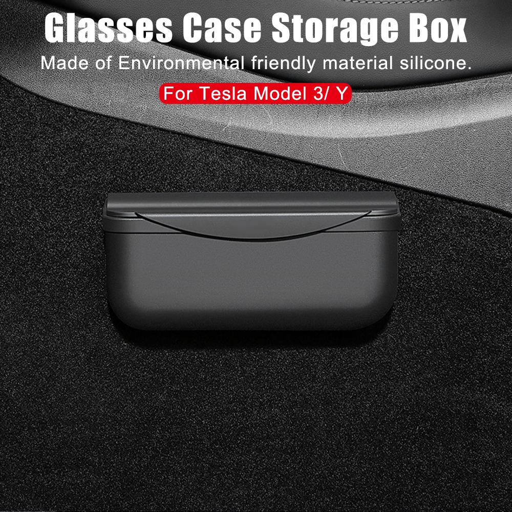 Car-styling Sticky Seat Crevice Side Trash Bin Storage Box Sunglasses Holder Silicone For Tesla Model 3 Model Y Glasses Case