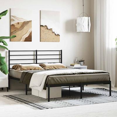 Vidaxl Металлическая Рама для Кровати с Изголовьем Черная, 140X200 См