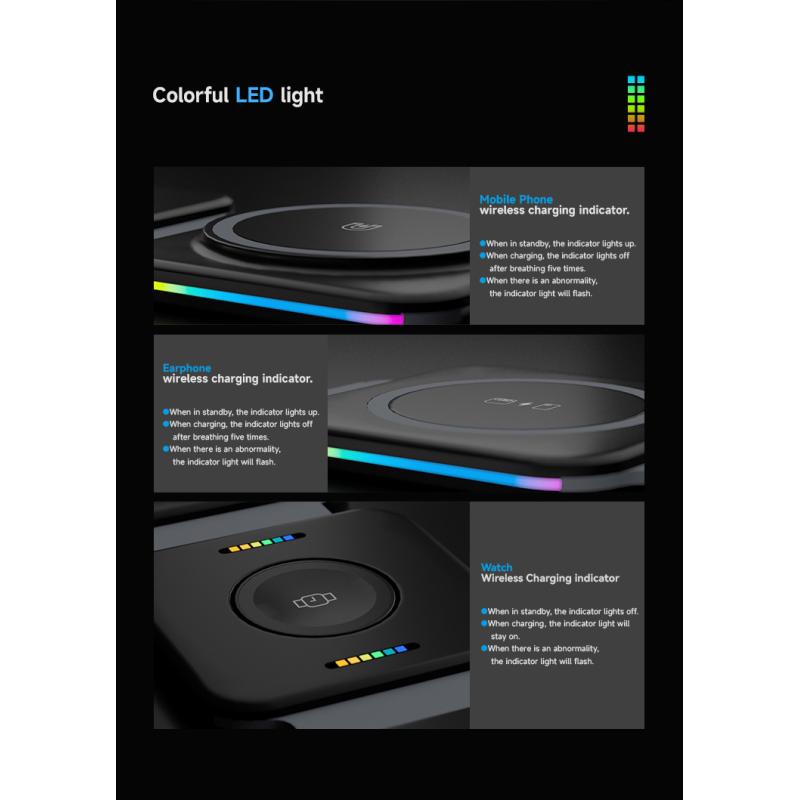 Складное магнитное беспроводное зарядное устройство 3 в 1 для iPhone 14, 13, 12, 11 Pro Max, Samsung, Huawei, Xiaomi, портативное быстрое зарядное устройство Qi для Apple Watch 8, 7, 6, AirPods