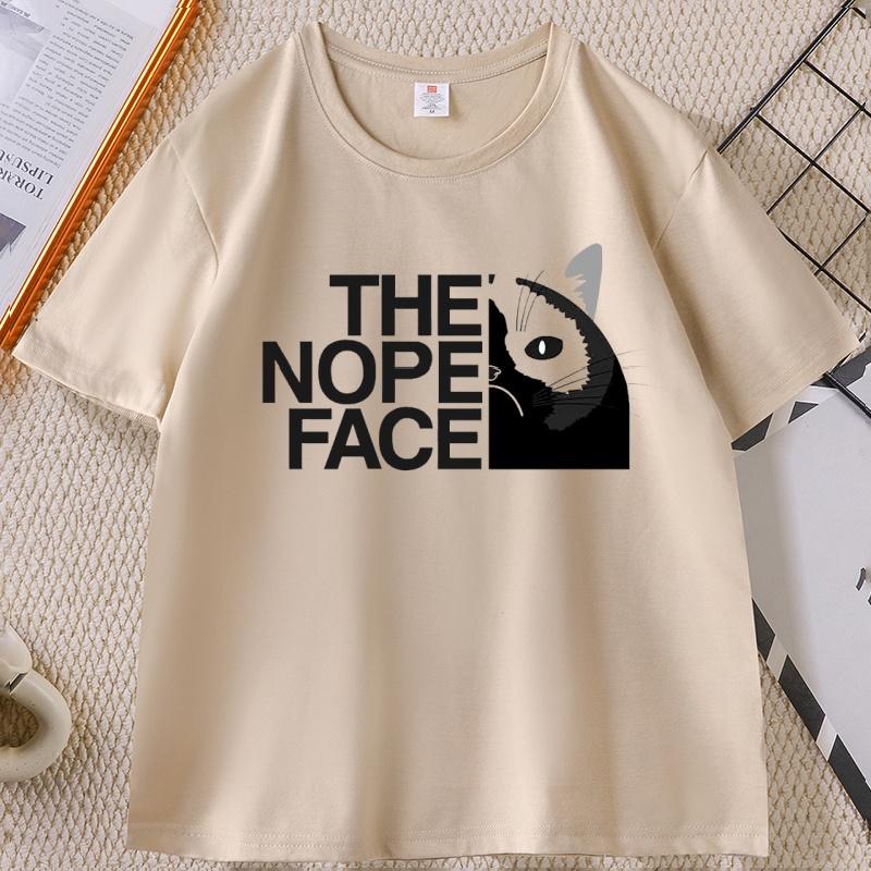 Funny Cat Face Tshirt Unisex Unisex Streetweat Cat Love Tees Casual Short Sleeve Breathable Round Neck Printed Tshirt Male Clothes