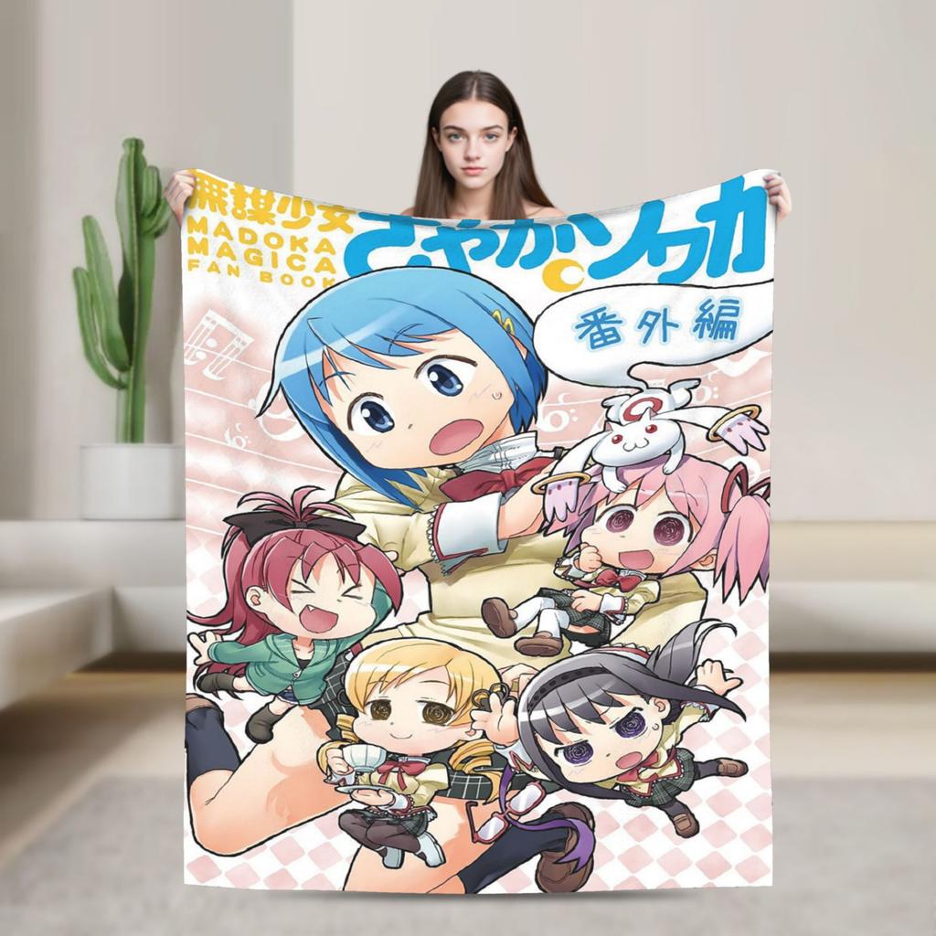 Puella Magi Madoka Magica Blanket Fleece Air Conditioning Cartoon Breathable Soft Throw Blankets for Home Plush Thin Quilt