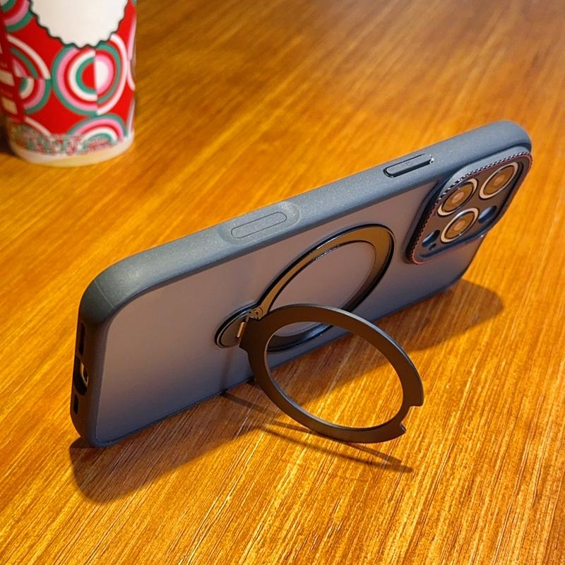 Металлический чехол-подставка с кольцом и матовым магнитом для Magsafe iPhone 16 Pro Max 15 15Pro samsung xiaomi case