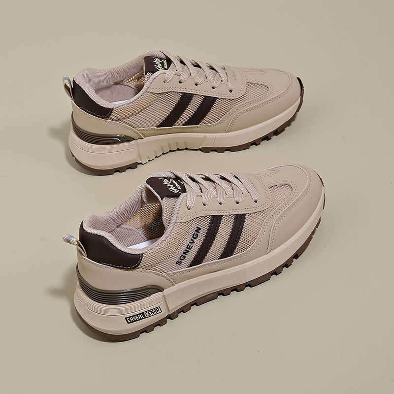 Кроссовки женские спортивные на толстой подошве и толстом каблуке, бежевые, для бега весной, товары Sapatenis, самые продаваемые Sapa