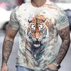 2024 3D Printed Tiger Animal Men's T-Shirts Summer Short Sleeved Tee Tops Male Pullover Oversized Top Casual Men'S Clothing