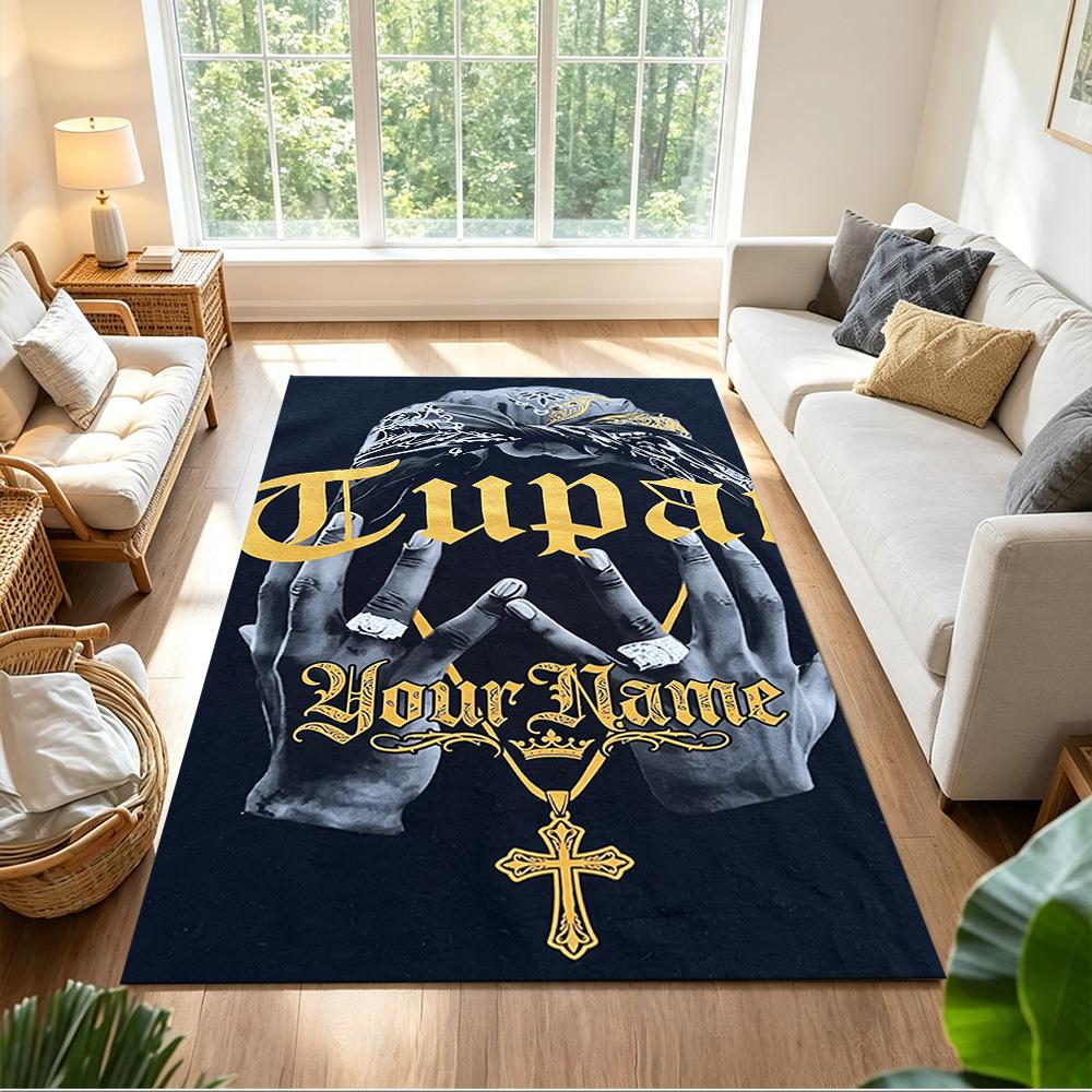 2pac Customize Your Name Area Rug Suitable for Foyer Decorate room Entryway Balcony Anti-slip Rug Anime Office Decor