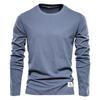 Usegiraffe 100% Cotton Long Sleeve T Shirt For Men Solid Spring Casual Mens T-shirts High Quality Male Tops Classic Clothes Men's T-shirts