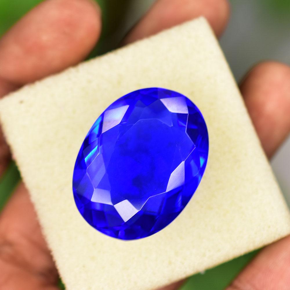 High Quality 71.9 Ct Blue Sapphire Oval Cut Certified Lab Created Gemstone