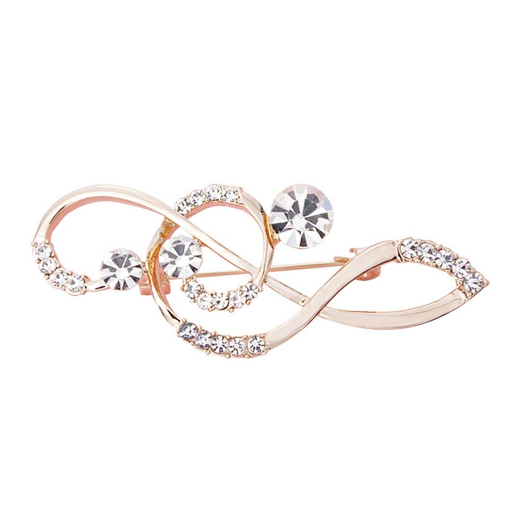 Elegant Women Ladies Exquisite Melody Brooch Pin with Rhinestone Clothing Accessory(Silver)