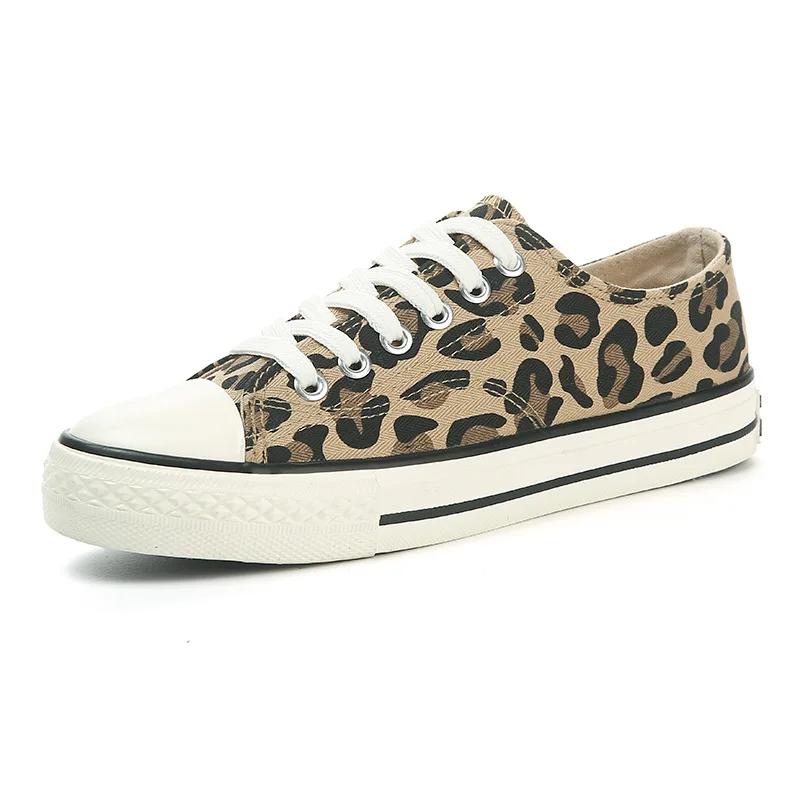 Hot Selling High Top Canvas Shoes Female Leopard Print New Korean Version of Students Original Suichao Low Board Shoes