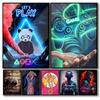 80s Neon Game Aesthetic Video Game Kawaii Gamer Room Decor Nordic Prints Wall Art Vintage Posters Canvas Cafe Quality Painting